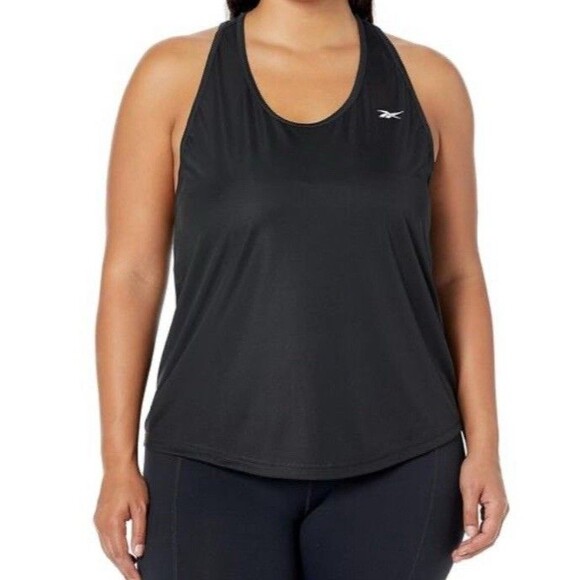 Reebok Plus Size Workout Ready Mesh Back Tank Top Women's 4X/26-28W Night Black - Picture 1 of 2